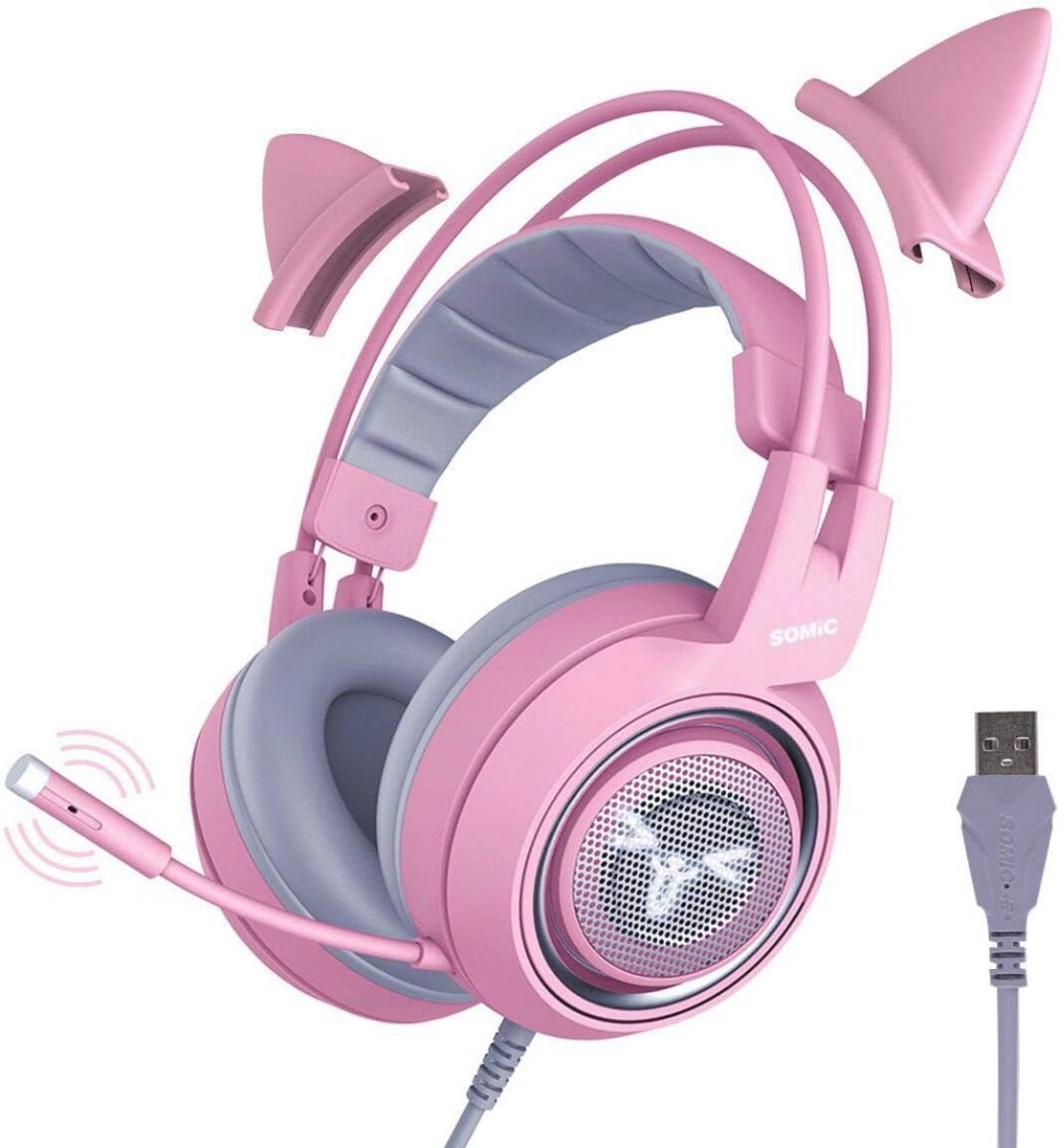 Gaming Headset met 7.1 Surround Sound en LED-verlichting voor Meisjes en Vrouwen