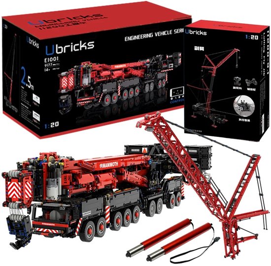 Ubricks E1001 + E1001-1 Liebherr Ltm1120 350.0 cm hoog Mobiele Kraan Model Afstandsbediening Moc 10437+ PCS