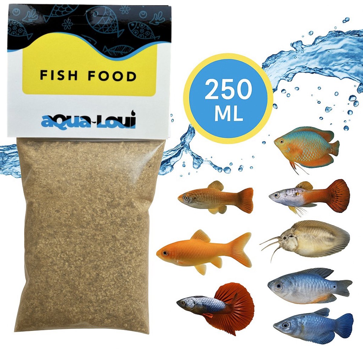 Aqua-Loui® - Gedroogd Visvoer - Tropisch Vissenvoer – Watervlooien (Daphnia) - Drijvend & Langzaam Zinkend Visvoer - Aquarium - Geschikt Voor Alle Maten Vissen - 250ml