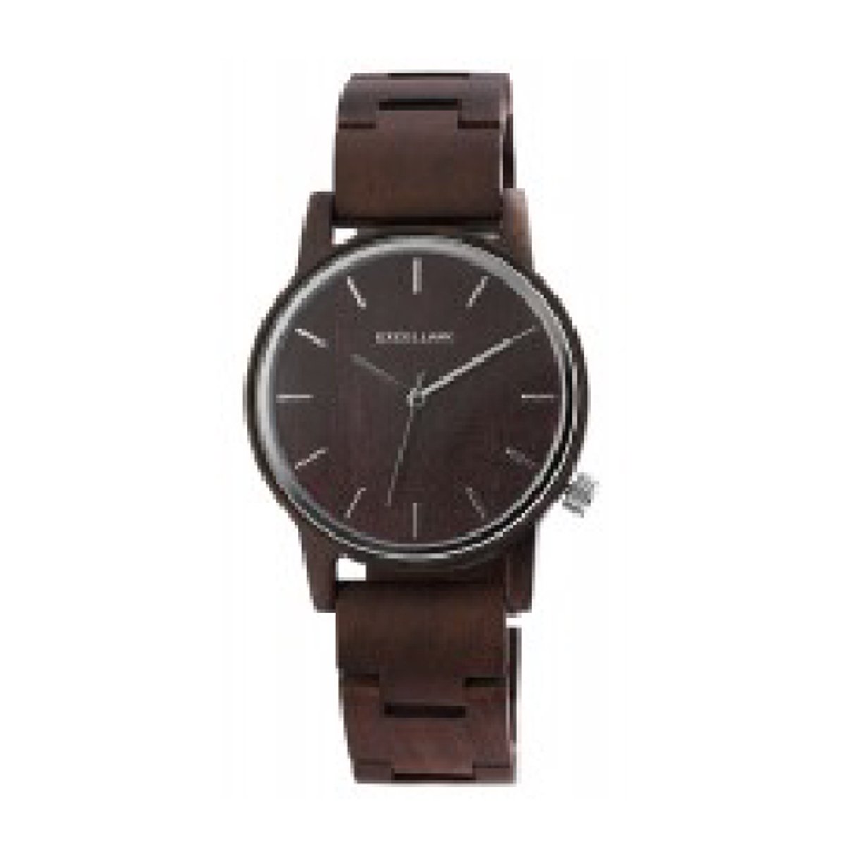Excellanc-model 2800052-003-Dames en heren-uniseks-Houten horloge-donkerbruin-lichtgewicht-hoog draagcomfort-diameter 40 mm