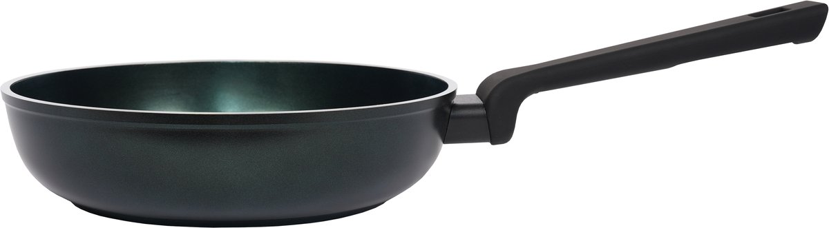 Pentole Agnelli AlBlack Elite koekenpan / hapjespan - Ø 24 cm - PFAS-vrij - Keramisch - Inductiegeschikt - Scarabeo Groen - dubbele coating