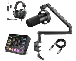 FIFINE - Power Package Pro - Streaming / Gaming / Podcast Starterpack - Microfoon met Arm - Mixer - Headset - XLR Kabel - T688 - BM88 - SC3 - L9