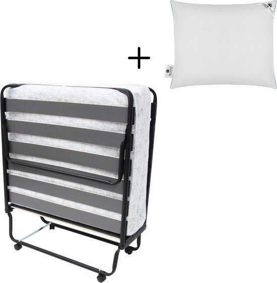 Troonz® Vouwbed Morena Royal | 90 x 200 cm | Logeerbed + Hoofdkussen | Luxe Matras | Opklapbed Eenpersoonsbed | Logeermatras Opvouwbaar | 30 dagen proefslapen