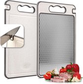 2 stuks titanium snijplank, 14,5 cm x 23,5 cm, gemakkelijk te reinigen, antibacterieel en schimmelwerend, dubbelzijdig, van voedselveilig roestvrij staal voor vlees, groenten en fruit