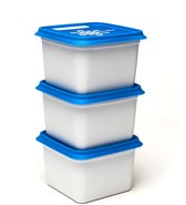 Alaska diepvriesdozen - 3x750ml - Diepvries vershousbakjes - Stapelbare bewaarbakjes - BPA-vrij - Microgolfoven veilig - Wit&Blauw