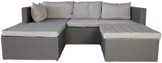 MaxxGarden Loungeset – Rattan Hoekset - 4 persoons - incl. salontafel - Licht Grijs