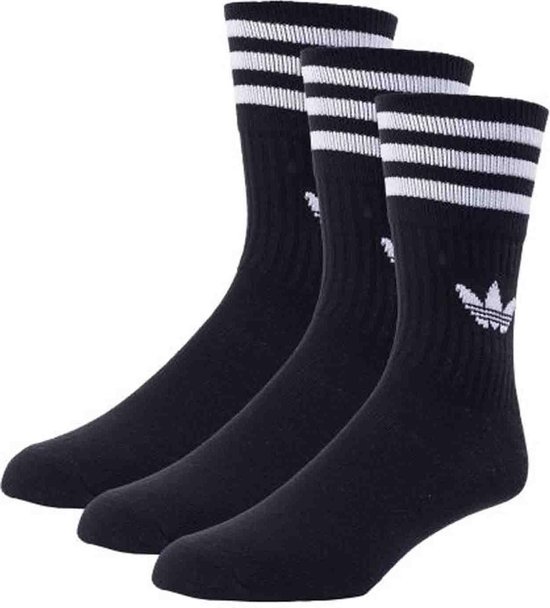 Adidas Solid Crew Sokken (Maat 35-38) - Unisex - Zwart/wit - Streetwear Sokken