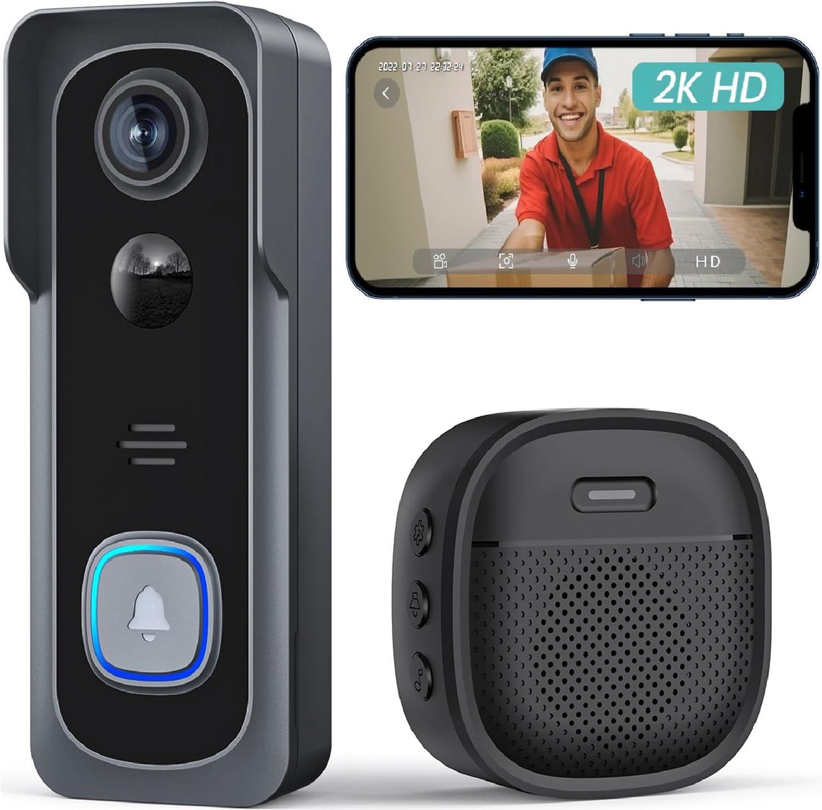 Deurbellen Draadloze Video Deurbel met Full HD Camera