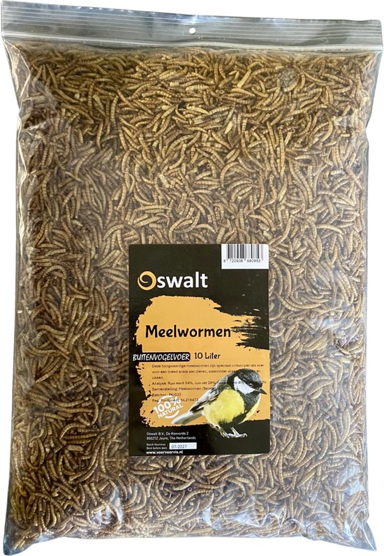 Oswalt Meelwormen - Gedroogd - 10 Liter - Buitenvogelvoer
