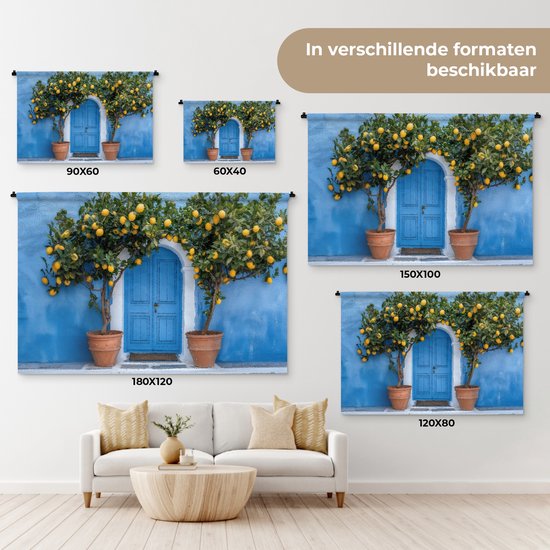 Tapisserie murale 90x60 cm - Citronniers - Jaune - Porte - Pots - Tapisserie - Tapisseries