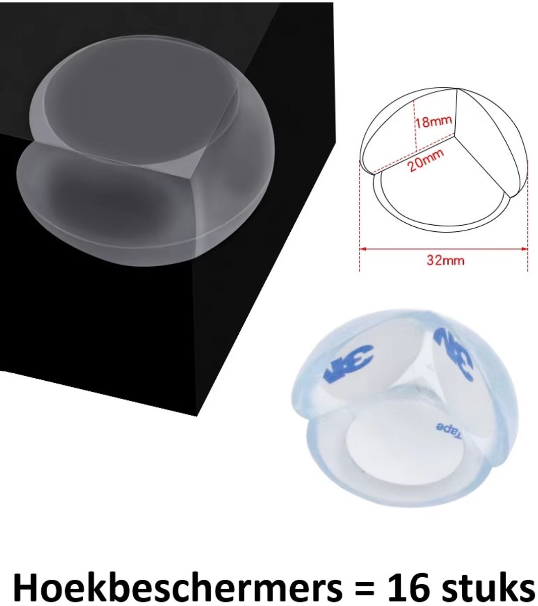 16 stuks Hoekbeschermers baby – Rond - Tafelhoek beschermers - Hoekbeschermer tafel - Transparant- Underdog Tech