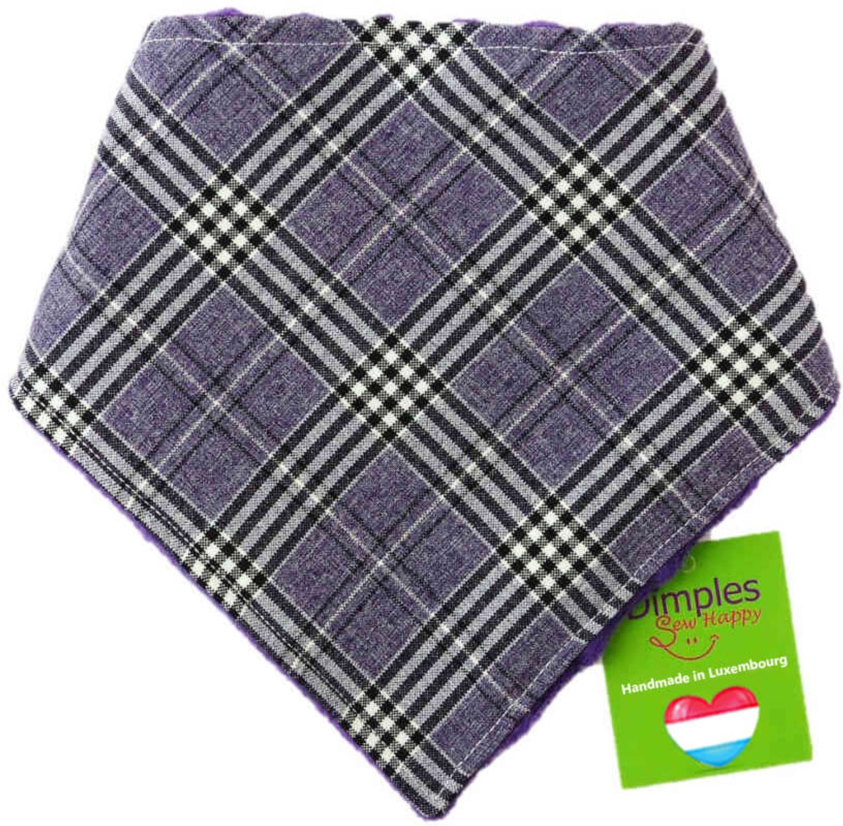 Glencheck paarse Tartan hondenhalsdoek - DIMPLES 40cm S hondensjaal hondenbandana met comfortabele drukknopen