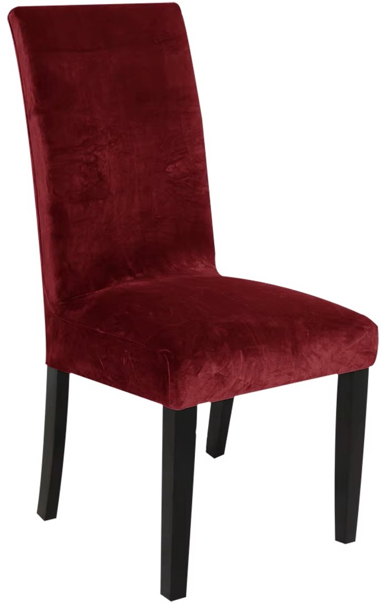 Hilvard Stoelhoes - Stoelhoezen eetkamerstoelen - Velvet - Stretch - Rood Bordeaux