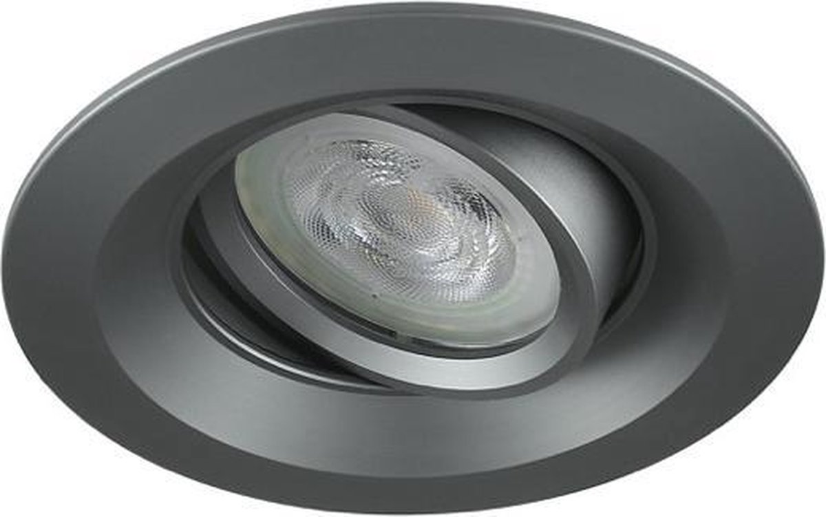 LED inbouwspot Georg -Rond Grijs -Warm Wit -Dimbaar -5W -Philips LED