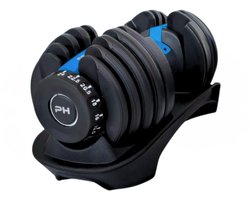 PH Fitness Verstelbare Dumbell 24KG Donker Blauw - PRIJS PER STUK - Smart Dumbbells - Gewichtenset voor Home Gym - Adjustable Dumbbells van 2,5 kg tot 24kg - Complete Halterset van 15 Dumbbells in een!