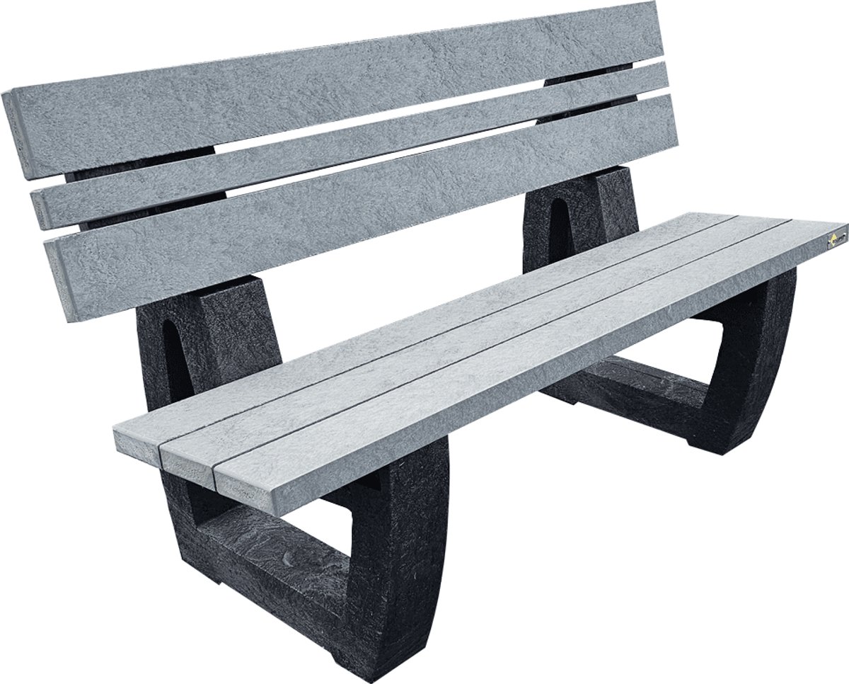 Parkbank 120cm Grijs met rugleuning kunststof - Rekupro