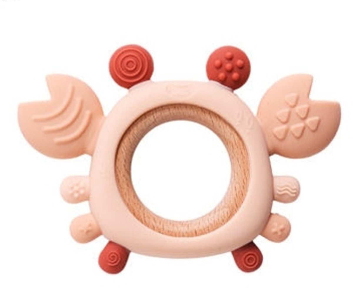 Krab bijtring – Perfect voor de tandontwikkeling van jouw Baby! - Peach
