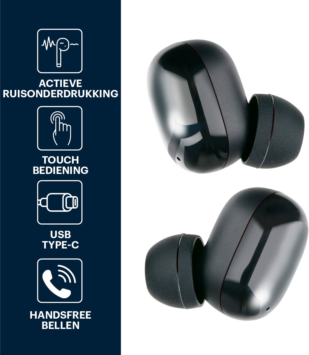 Grundig Draadloze Oordopjes - Earbuds Bluetooth 5.3 - Oortjes incl. Oplaadcassette - Batterijduur tot 20 Uur - USB-C Oplaadbaar - Touch Bediening en Handsfree Bellen – foto 3