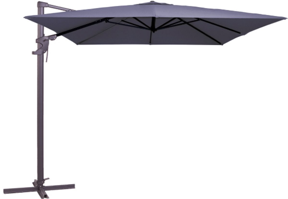 Moderne blauwe Zweefparasol Monaco Flex III 3x3 m van polyester, grade 6 zonwe...
