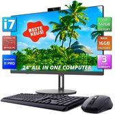 GMR All in One Desktop Computer met snelle Intel i7 | 24 Inch HD Scherm | 16GB RAM | 512GB SSD | USB3 | Windows 11 PRO | Draadloze Toetsenbord & Muis | HD Webcam | WiFi + Bluetooth | Direct klaar voor gebruik
