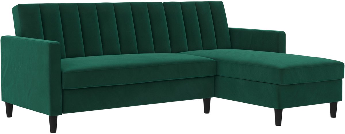 Notio Living Celine-Slaapbank - Chaise Longue - Groen Fluweel