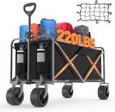 Bol.com Opvouwbare tuinkar met 220 lbs gewichtscapaciteit all-terrain strandwielen en drankhouders aanbieding