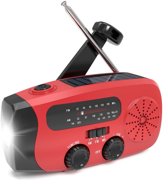 Radio Op Batterijen (Accu) Voor Rampen - Radio Opwindbaar - Noodradio - Noodradio Solar Opwindbaar