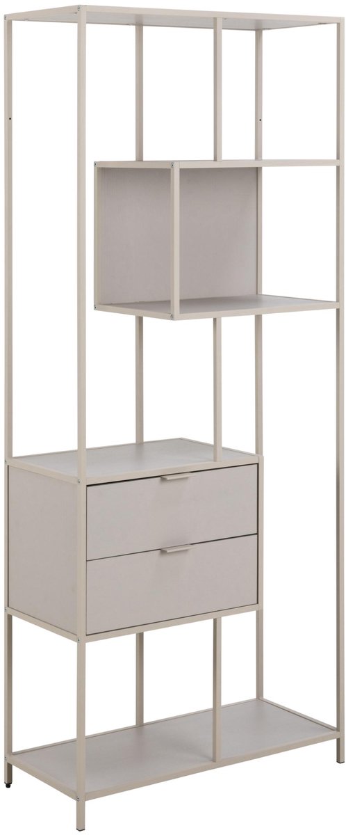 Giga Living Boekenkast Varven - Grijs Incl. Lades - 77x35x185cm