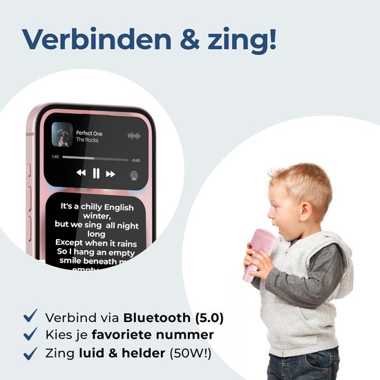 Denver Karaoke Microfoon Bluetooth – Draadloos – Speaker met Fluffy Afwerking – Karaoke Set – AUX - MicroSD – KMS30RO — afbeelding 3