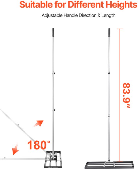Gazonhark met 213 cm Steel, 762x254 mm Bodemplaat, Egaliseerhark van Koolstofstaal, Egaliseerhark voor Gazononderhoud, Egaliseerhark voor Tuin, erf en Golfbaan van Merkloos	 — afbeelding 4