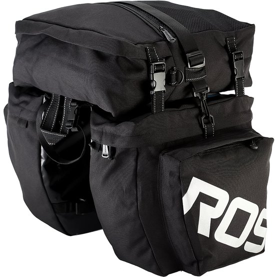3-in-1 fietstas voor bagagedrager, 17 liter, waterdicht en reflecterend