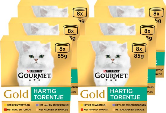 Gourmet Gold Hartig Torentje - Kattenvoer Natvoer - Vlees met groente mix - 48 x 85 g