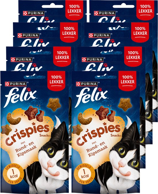 Felix Crispies - Kattensnacks Rund & Kip - 8 x 45g