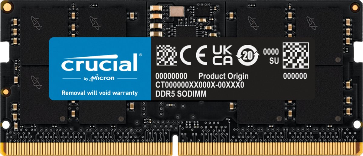 Crucial CT16G56C46S5T geheugenmodule 16 GB 1 x 16 GB DDR5 262-pin SO-DIMM ECC