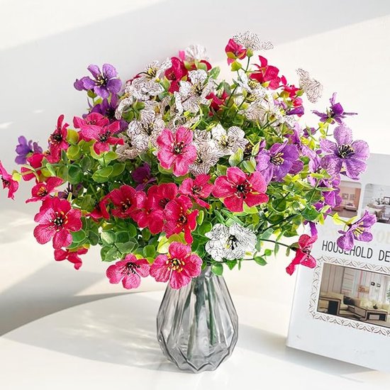 6 bundels kunstbloemen, kunstbalkonplanten, weerbestendig