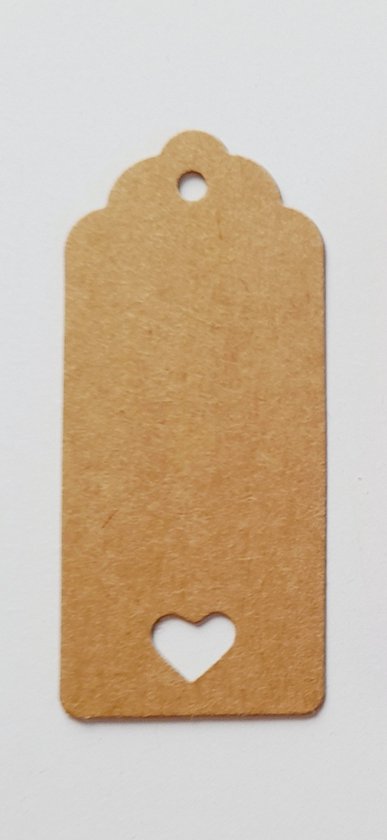 Kaartjes - hartje - 50 stuks - met touwjes - labels - karton - 9 x 4 cm - cadeaukaartje
