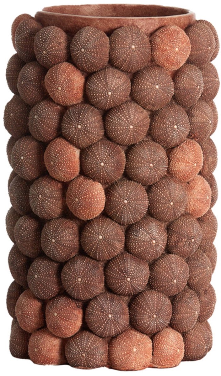 Vaas - deco - Ø25x40 cm - SEA URCHIN - koraal rood+bordeaux .