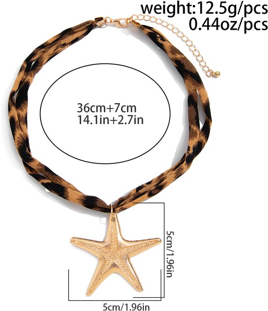 Collier Étoile Imprimé Tigre - Couleur Or