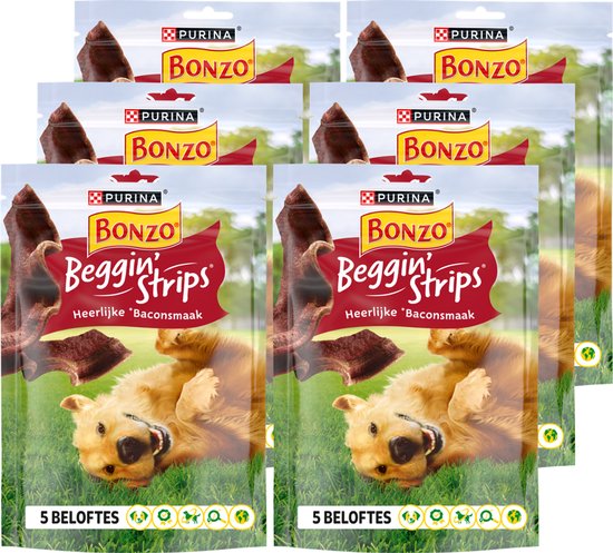 Bonzo Beggin' Strips - Hondensnacks Bacon - 6 x 120g