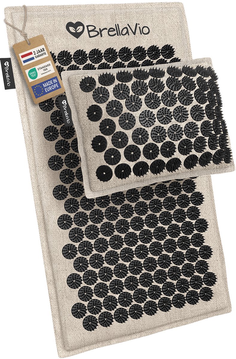 Goedkoopste BrellaVio Spijkermat Set 2.0 - Eco/Zwart - Inclusief Spijkerkussen en Opbergtas - Acupressuur Mat - Shakti Massage