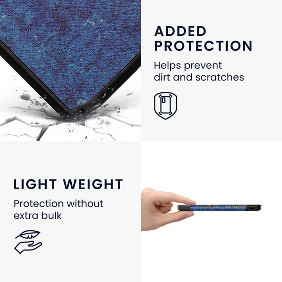 kwmobile e-reader hoesje geschikt voor Pocketbook Verse / Verse Lite / Verse Pro / Color / Vivlio Light/Light HD hoes - E reader flip case met magnetische sluiting - Ereader cover - Mandala design in geel / donkerblauw van Merkloos — afbeelding 5