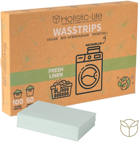 Milieuvriendelijke Wasstrips - Fresh Linen 100 Wasbeurten Incl. Wasverzachter – Wasmiddeldoekjes Wasdoekjes – Detergent sheets - Vegan
