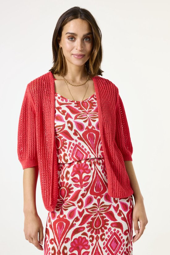 Cardigan GARCIA pour femme rouge à manches 3/4