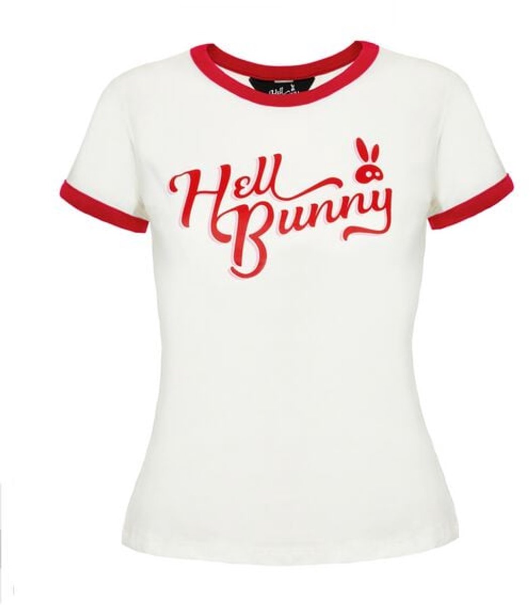 Hell Bunny Lucy Dames T-shirt - wit/rood - XS