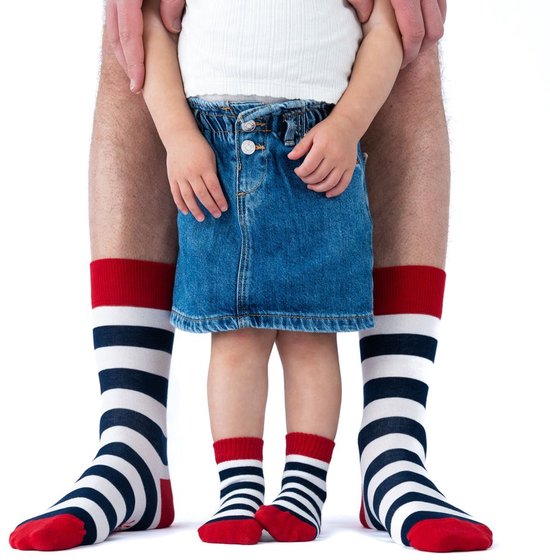 Popiejopies matching sokken Streepje Voor - maat: 41-46 + 12-24 maanden - rood-wit-blauw gestreepte sokken van Popiejopies — afbeelding 5