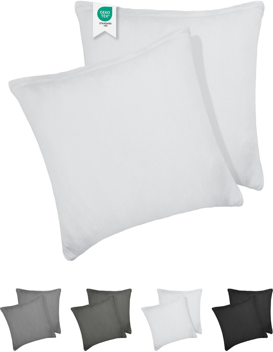 Barbons kussensloop 60x60 set van 2 - Jersey 165 g/m² kussenhoes - 100% Katoen - wit
