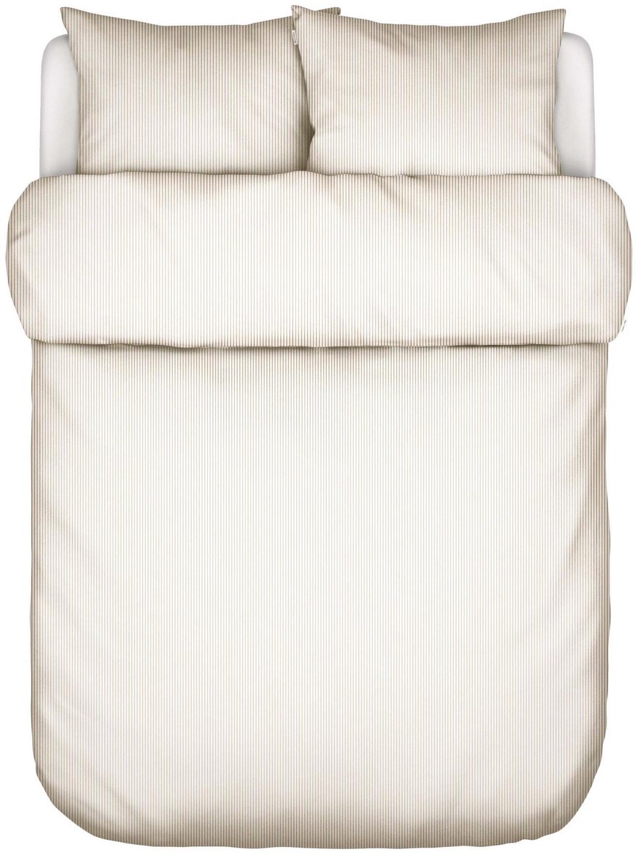 Marc O'Polo Classic Fine Stripe Dekbedovertrek Dark Sand - Lits-Jumeaux - 240x200/220 cm