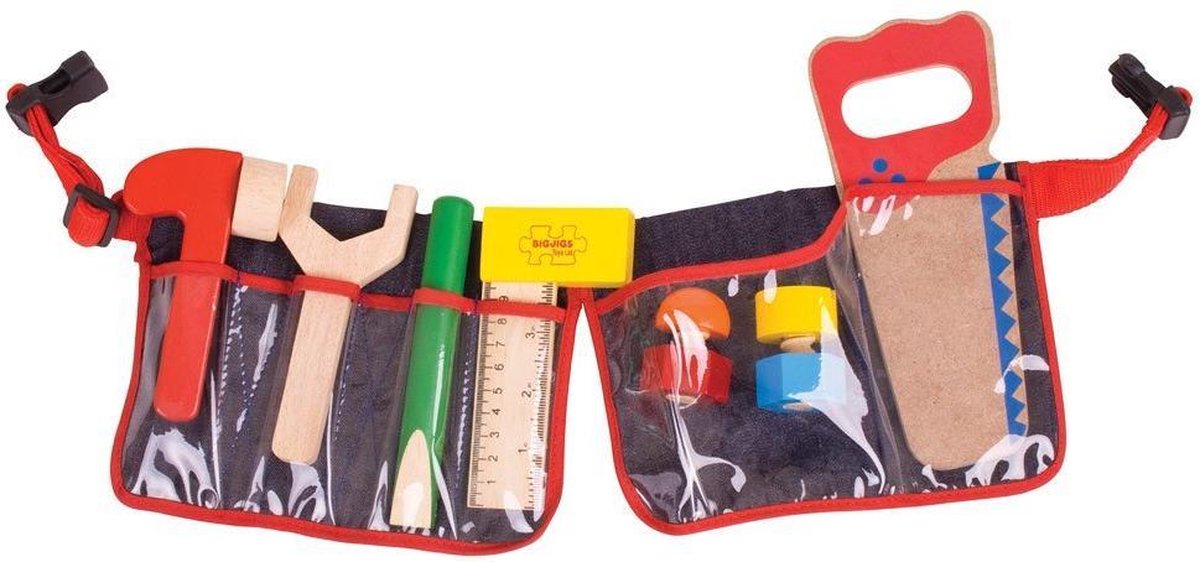 Rode Gereedschapsgordel met Houten Gereedschap - Bigjigs - Met Klipsluiting - 10-Delig — afbeelding 2