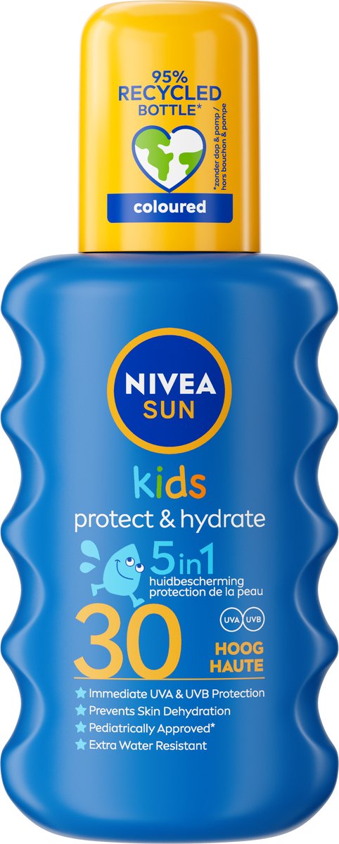 Goedkoopste NIVEA SUN Kids Protect & Hydrate Zonnebrandspray - SPF 30 - Zonnespray - Gekleurd - Zeer waterbestendig - 200 ml