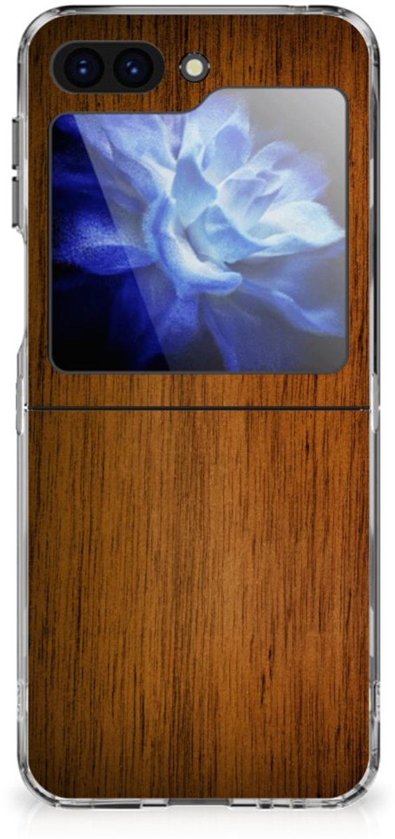 Samsung Galaxy Z Flip 6 Bumper Hoesje Donker Hout